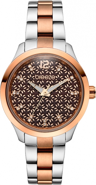BREEZE Amorelle Series Three Hands 34mm Two Tone Rose Gold Stainless Steel Bracelet 711061.6
