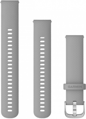 GARMIN Quick Release Bands 20mm Powder Gray Silicone Band with Silver Hardware 010-12924-00