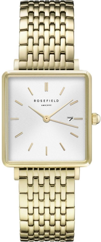 ROSEFIELD The Boxy Square Three Hands 26mm Gold Stainless Steel Bracelet QWSG-Q09