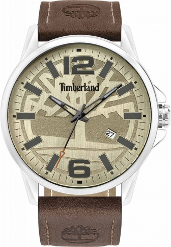TIMBERLAND Bernardston Three Hands 45.5mm Silver Stainless Steel Leather Strap 15905JYS.07-G
