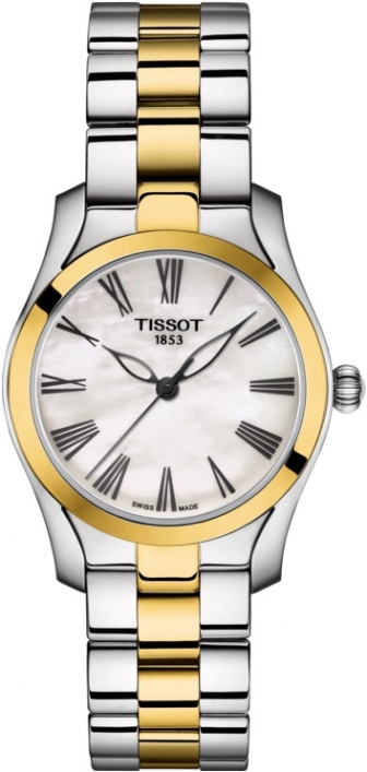 TISSOT T-Wave Ladies Three Hands 30mm Two Tone Gold Stainless Steel Bracelet T112.210.22.113.00
