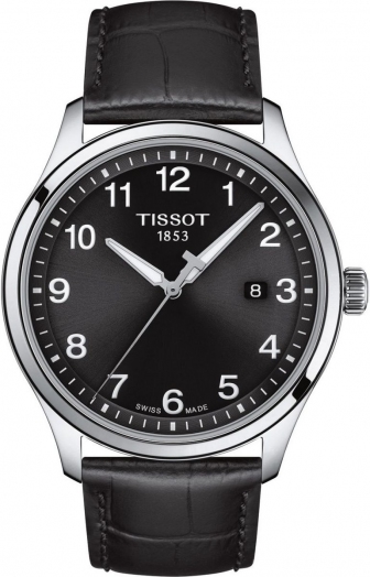 TISSOT Gent XL Classic Three Hands Quartz 42mm Silver Stainless Steel Leather Strap T116.410.16.057.00