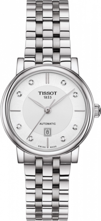 TISSOT Carson Premium Diamonds Automatic Lady Three Hands 30mm Silver Stainless Steel Barcelet T122.207.11.036.00