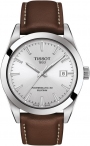 TISSOT Gentleman Classic Powermatic 80 Silicium Three Hands 40mm Silver Stainless Steel Leather Strap T127.407.16.031.00