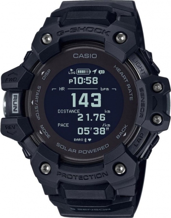 CASIO G-Shock Squad Smartwatch Multifunction 55mm With Heart Rate Monitor Black Rubber Strap GBD-H1000-1ER