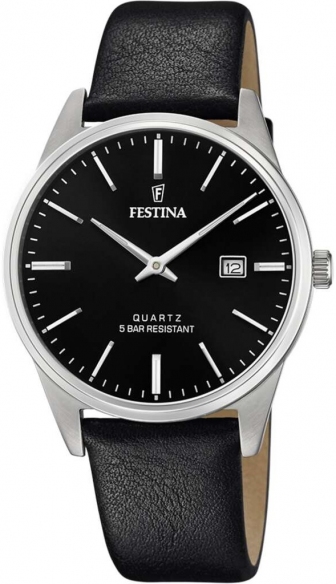FESTINA Classic Two Hands 39.3mm Silver Stainless Steel Leather Strap F20512/4