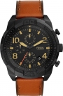 FOSSIL Bronson Chronograph 50mm Black Stainless Steel Leather Strap FS5714