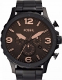 FOSSIL Nate Chronograph 50mm Black Stainless Steel Bracelet JR1356