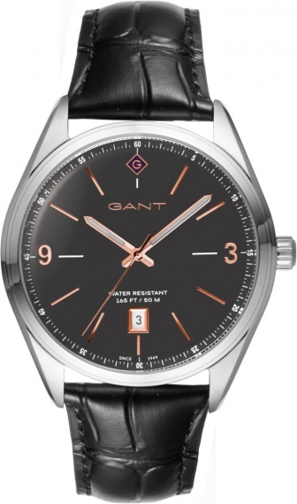 GANT Crestwood Three Hands 42.5mm Silver Stainless Steel Leather Strap G141002
