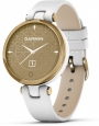 GARMIN Lily™ Classic Fitness Smartwatch 34.5mm Light Gold Bezel with White Case and Italian Leather Band 010-02384-B3