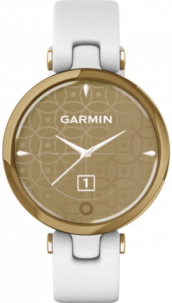 GARMIN Lily™ Classic Fitness Smartwatch 34.5mm Light Gold Bezel with White Case and Italian Leather Band 010-02384-B3