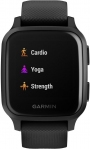 GARMIN Venu Sq Music LCD Screen GPS Fitness Smartwatch 40mm Black Slate Stainless Steel Bezel with Black Case and Silicone Band 010-02426-10