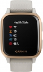 GARMIN Venu Sq Music LCD Screen GPS Fitness Smartwatch 40mm Light Sand & Rose Gold Stainless Steel Bezel with Beige Case and Silicone Band 010-02426-11