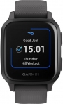 GARMIN Venu Sq LCD Screen GPS Fitness Smartwatch 40mm Shadow Gray with Slate Stainless Steel Bezel with Black Case and Silicone Band 010-02427-10