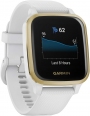 GARMIN Venu Sq LCD Screen GPS Fitness Smartwatch 40mm White with Light Gold Stainless Steel Bezel with Wight Case and Silicone Band 010-02427-11