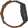 GARMIN epix™ Sapphire Smartwatch 47mm Titanium Carbon Gray DLC with Chestnut Leather + Extra Silicone Strap 010-02582-30
