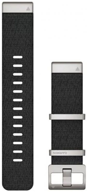 GARMIN MARQ Quickfit 22 Black Jacquard Weave Nylon Band With Silver Buckle 010-12738-21