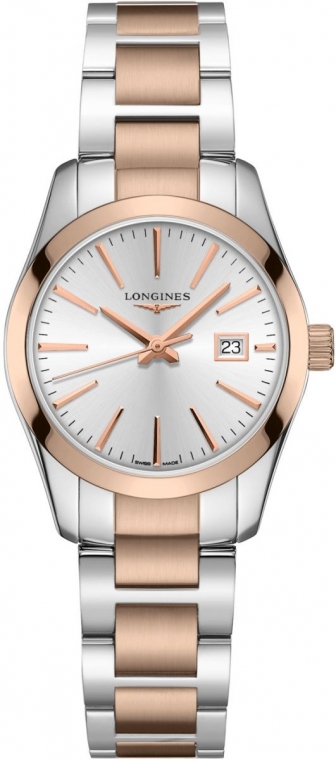 LONGINES Conquest Classic Ladies Three Hands 29.5mm Two Tone Rose Gold Stainless Steel Bracelet L22863727
