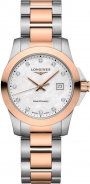 LONGINES Conquest Ladies Diamonds Three Hands 29.5mm Two Tone Rose Gold Stainless Steel Bracelet L33763887
