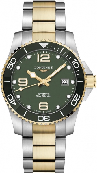 LONGINES HydroConquest Ceramic Three Hands Automatic 41mm Two Tone Gold Stainless Steel Bracelet L37813067