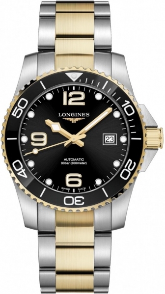 LONGINES HydroConquest Ceramic Three Hands Automatic 41mm Two Tone Gold Stainless Steel Bracelet L37813567