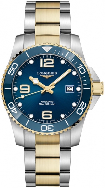 LONGINES HydroConquest Ceramic Three Hands Automatic 41mm Two Tone Gold Stainless Steel Bracelet L37813967