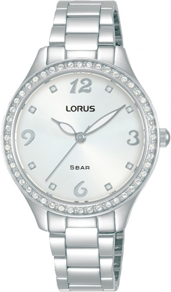 LORUS Ladies Crystals Classic Three Hands 33.1mm Silver Stainless Steel Bracelet RG237TX9