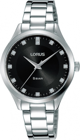 LORUS Ladies Crystals Classic Three Hands 32mm Silver Stainless Steel Bracelet RG295QX9