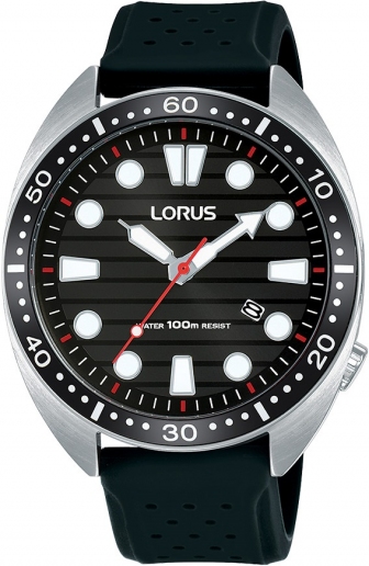 LORUS Sport Three Hands 42mm Silver Stainless Steel Silicone Strap RH929LX-9
