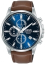 LORUS Sport Chronograph 43mm Silver Stainless Steel Leather Strap RM389HX-9