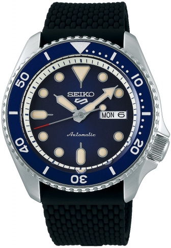 SEIKO 5 Sports Three Hands Automatic 42.5mm Silver Stainless Steel Rubber Strap SRPD71K2