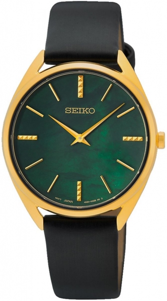 SEIKO Conseptual Series Two Hands 32mm Gold Stainless Steel Leather Strap SWR080P1