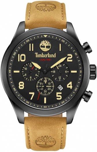 TIMBERLAND Ashmont Dual Time 46mm Brown Leather Strap TDWGF0009701
