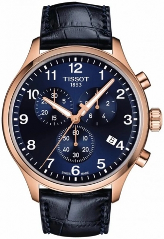 TISSOT Classic XL Chronograph Quartz 45mm Rose Gold Stainless Steel Leather Strap T116.617.36.042.00