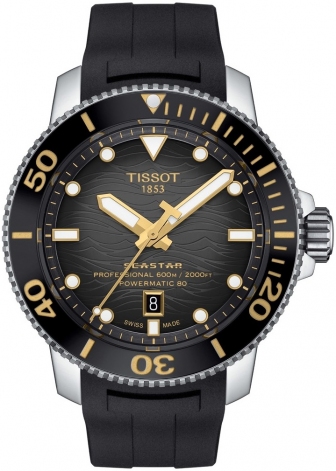 TISSOT Seastar 2000 Professional Three Hands 46mm Powermatic 80 Stainless Steel Rubber Strap T120.607.17.441.01