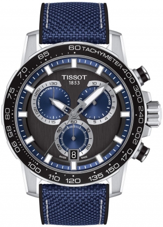 TISSOT Super Sport Chronograph Quartz 45.5mm Silver Stainless Steel Embossed Cow Leather Strap T125.617.17.051.03