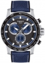 TISSOT Super Sport Chronograph Quartz 45.5mm Silver Stainless Steel Embossed Cow Leather Strap T125.617.17.051.03