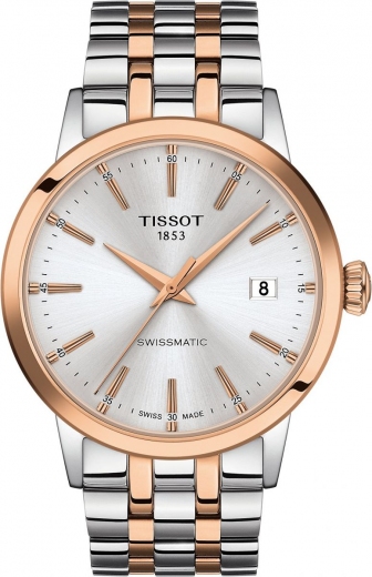 TISSOT Classic Dream Three Hands 42mm Two Tone Rose Gold Stainless Steel Bracelet T129.407.22.031.00