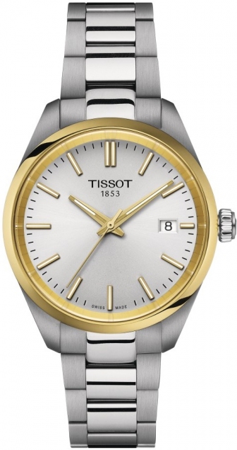 TISSOT T-Classic PR100 Three Hands 34mm Two Tone Gold Stainless Steel Bracelet T150.210.21.031.00