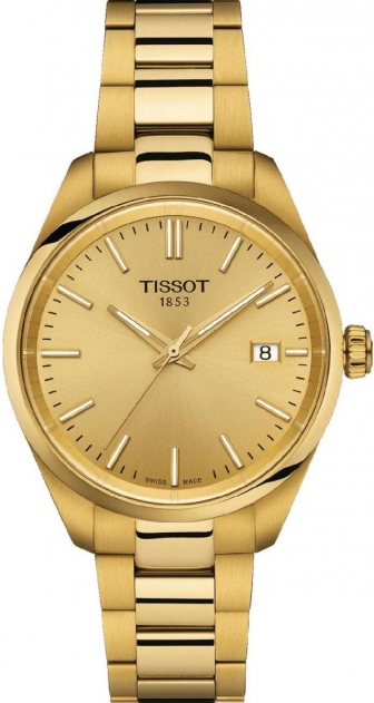 TISSOT T-Classic PR100 Three Hands 34mm Gold Stainless Steel Bracelet T150.210.33.021.00