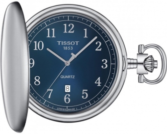 TISSOT Savonnete Pocket Watch Three Hands 48.5mm Quartz Stainless Steel With Chain T862.410.19.042.00