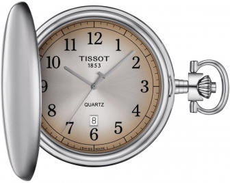 TISSOT Savonnete Pocket Watch Three Hands 48.5mm Quartz Stainless Steel With Chain T862.410.19.292.00
