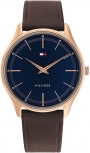 TOMMY HILFIGER Griffin Three Hands 40mm Rose Gold Stainless Steel Leather Strap 1710466