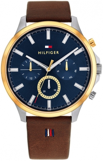 TOMMY HILFIGER Ryder Multifunction 44mm Stainless Steel Leather Strap 1710496