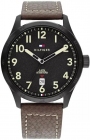 TOMMY HILFIGER Forrest Three Hands 43mm Black Stainless Steel Leather Strap 1710560