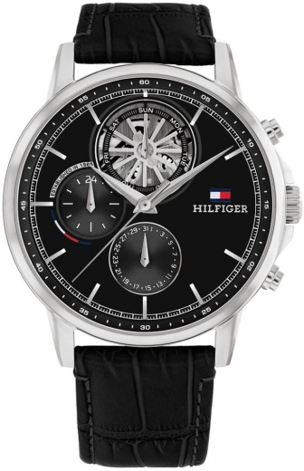 TOMMY HILFIGER Stewart Multifunction 44mm Stainless Steel Leather Strap 1710605