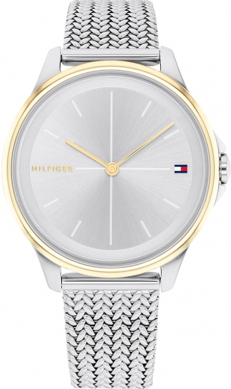 TOMMY HILFIGER Delphine Three Hands 35mm Two Tone Gold Stainless Steel Mesh Bracelet 1782357