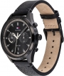TOMMY HILFIGER Bennett Dual Time Multifunction 44mm Black Stainless Steel Leather Strap 1791731