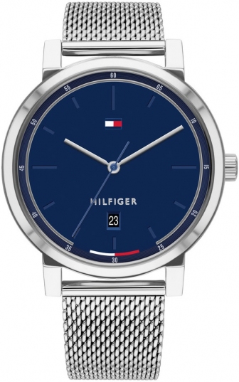 TOMMY HILFIGER Thompson Three Hands 43mm Silver Stainless Steel Mesh Bracelet 1791732