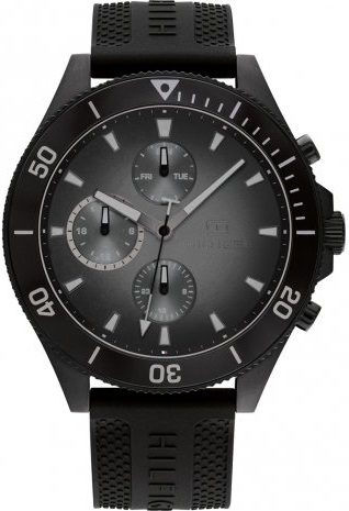 TOMMY HILFIGER Larson Multifunction 46mm Black Stainless Steel Rubber Strap 1791921